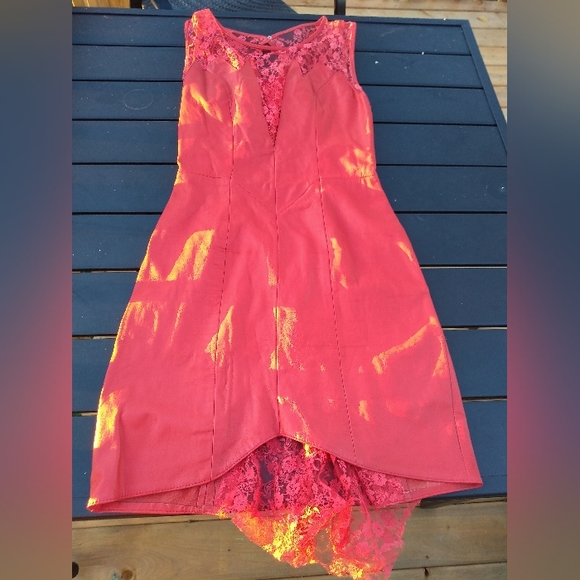 Verducci Dresses & Skirts - Vintage Verducci Red Leather & Lace Sleeveless Bodycon Dress, Size 6,